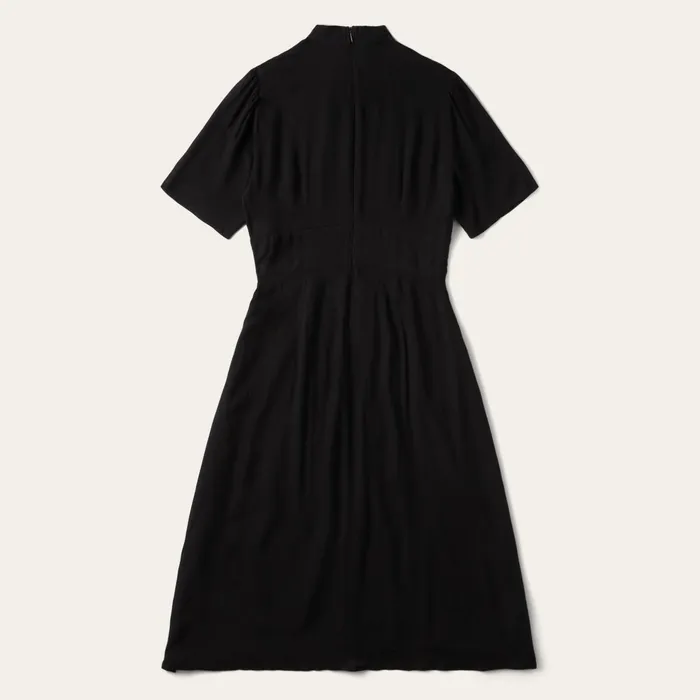 Stetson Midi Women Black Herringbone Twill Midi Dress Black
