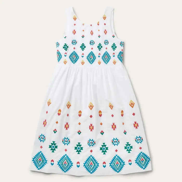 Stetson Midi Women Bright Schiffli Embroidered White Cotton Lawn Dress White