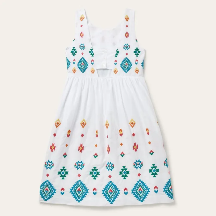 Stetson Midi Women Bright Schiffli Embroidered White Cotton Lawn Dress White