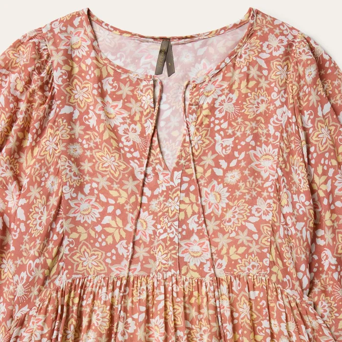 Stetson Midi Women Sunset Floral Print Rayon Dress Pink