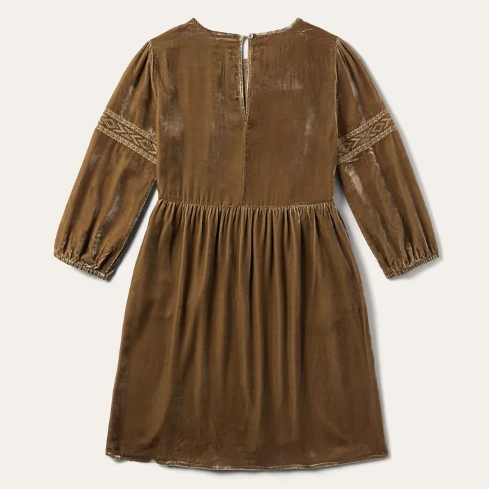 Stetson Mini Women Khaki Velvet Babydoll Dress Copper