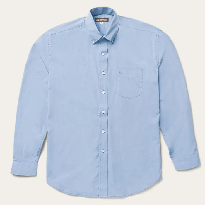Stetson Modern Cut Men Blue Solid OnePocket SnapFront Shirt Blue