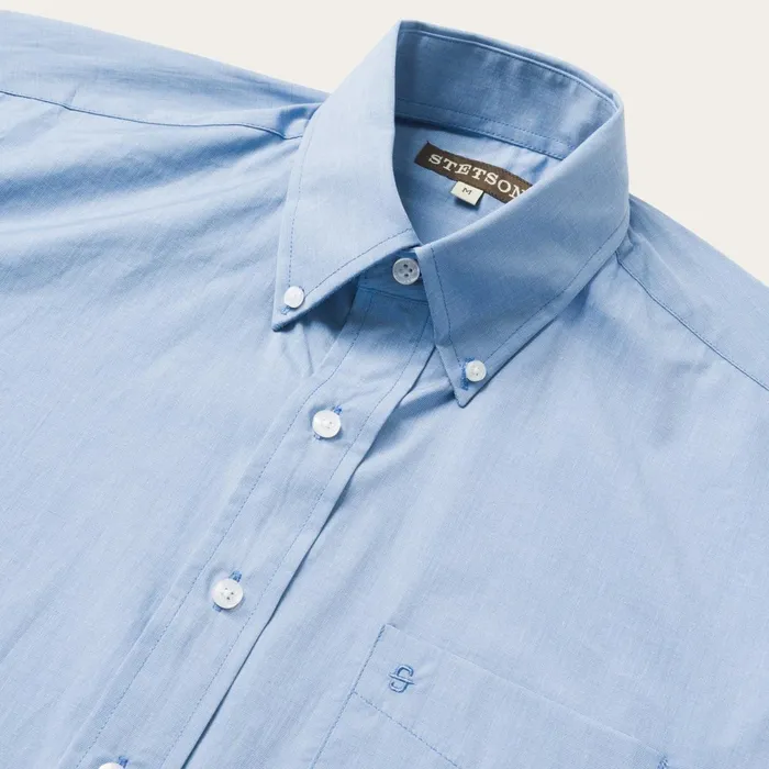 Stetson Modern Cut Men Blue Solid OnePocket SnapFront Shirt Blue