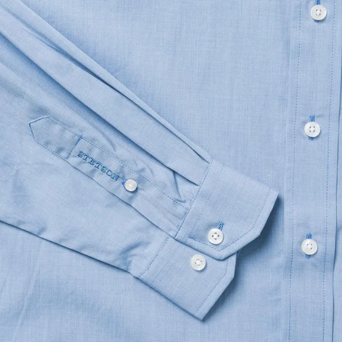 Stetson Modern Cut Men Blue Solid OnePocket SnapFront Shirt Blue