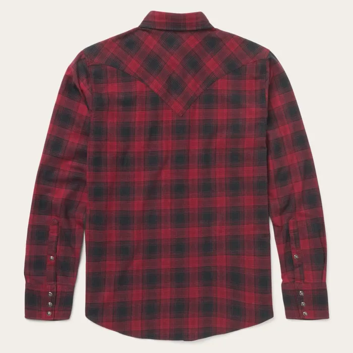 Stetson Modern Cut Men Brushed Twill Plaid Shirt Black
