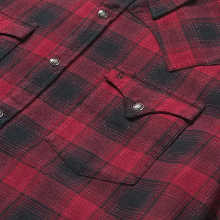 Stetson Modern Cut Men Brushed Twill Plaid Shirt Black