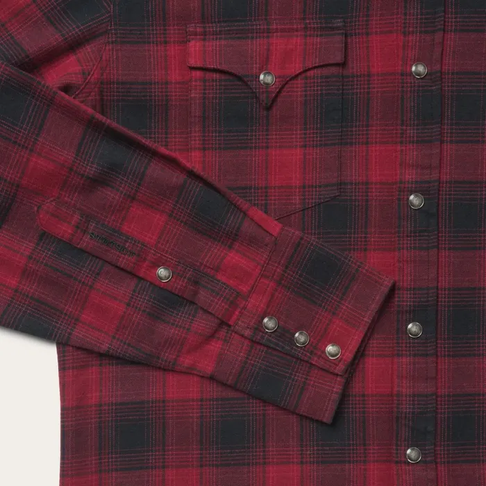 Stetson Modern Cut Men Brushed Twill Plaid Shirt Black