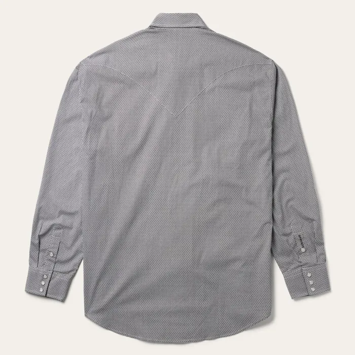 Stetson Modern Cut Men Grey Geo Print Western Shirt Grey