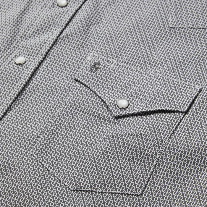 Stetson Modern Cut Men Grey Geo Print Western Shirt Grey