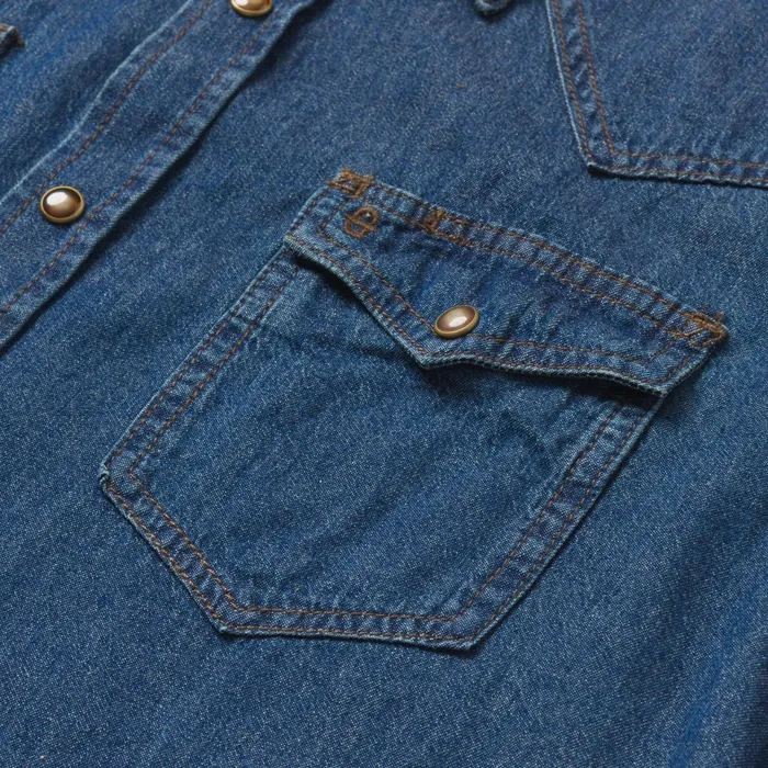 Stetson Modern Cut Men Modern Denim Western Shirt Blue