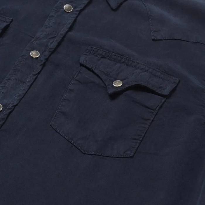 Stetson Modern Cut Men Navy Twill Shirt Blue