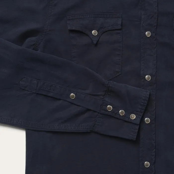 Stetson Modern Cut Men Navy Twill Shirt Blue