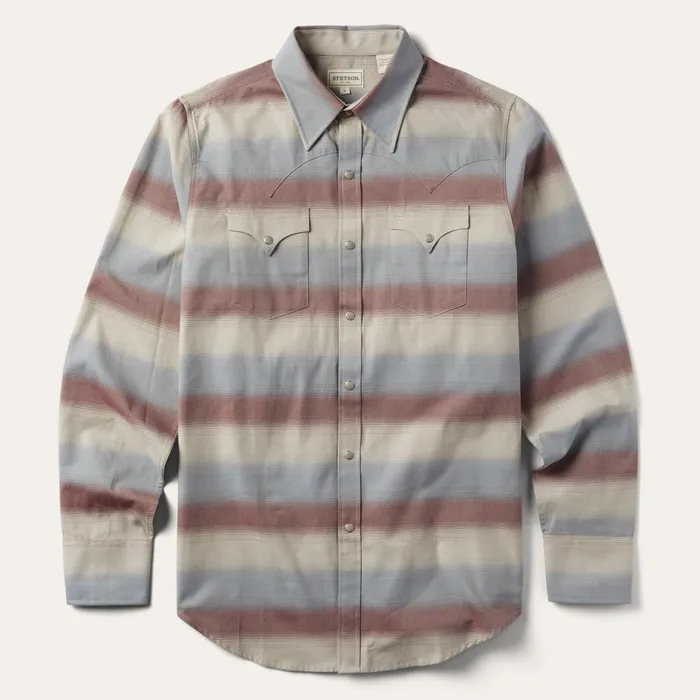 Stetson Modern Cut Men Ombre Stripe Twill Shirt Ombre Stripe Twill Shirt