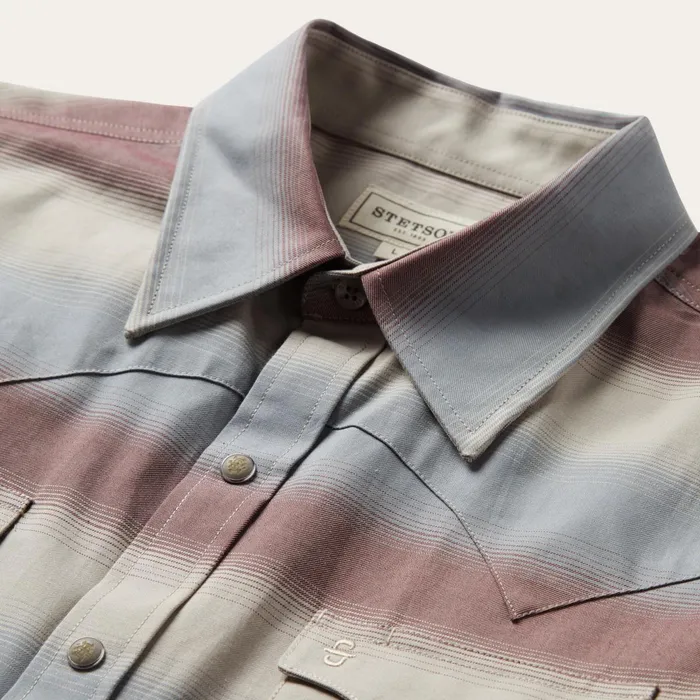 Stetson Modern Cut Men Ombre Stripe Twill Shirt Ombre Stripe Twill Shirt
