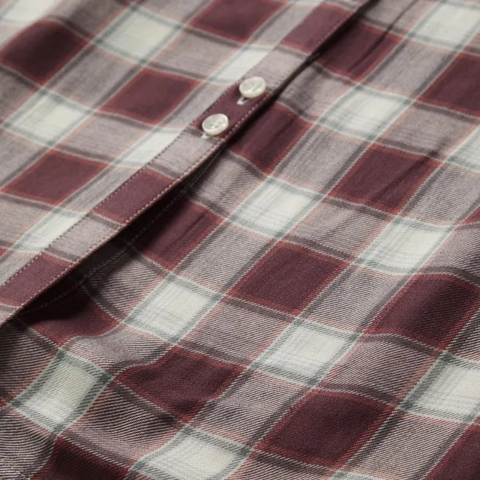 Stetson Shirt Dresses Women Gaucho Plaid Prairie Shirt Dress Wine