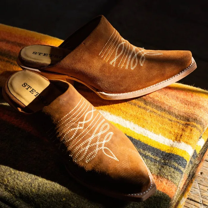 Stetson Shorties Women Reed Western Mules Brown