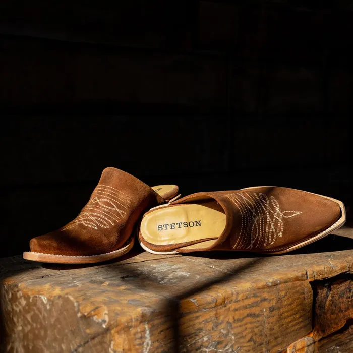 Stetson Shorties Women Reed Western Mules Brown