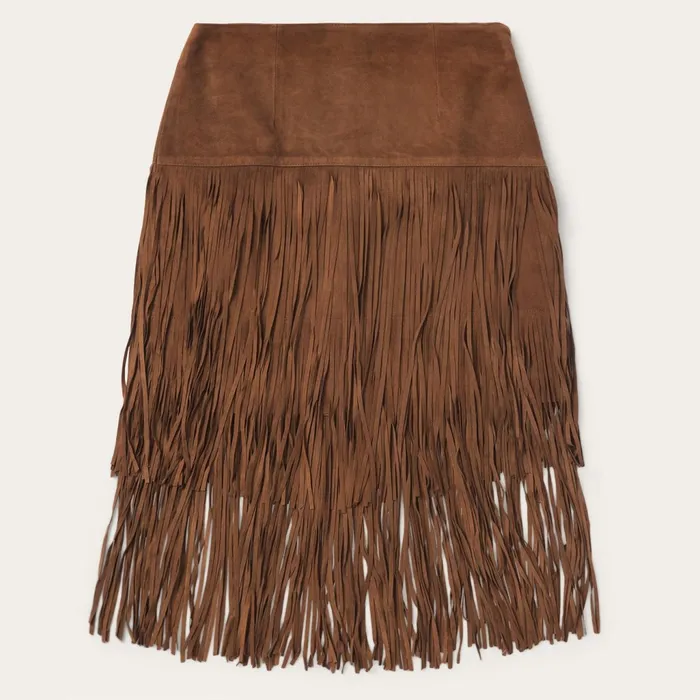 Stetson Skirts and Shorts Women Suede Fringed Skirt Brown