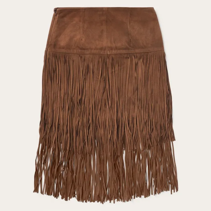 Stetson Skirts and Shorts Women Suede Fringed Skirt Brown