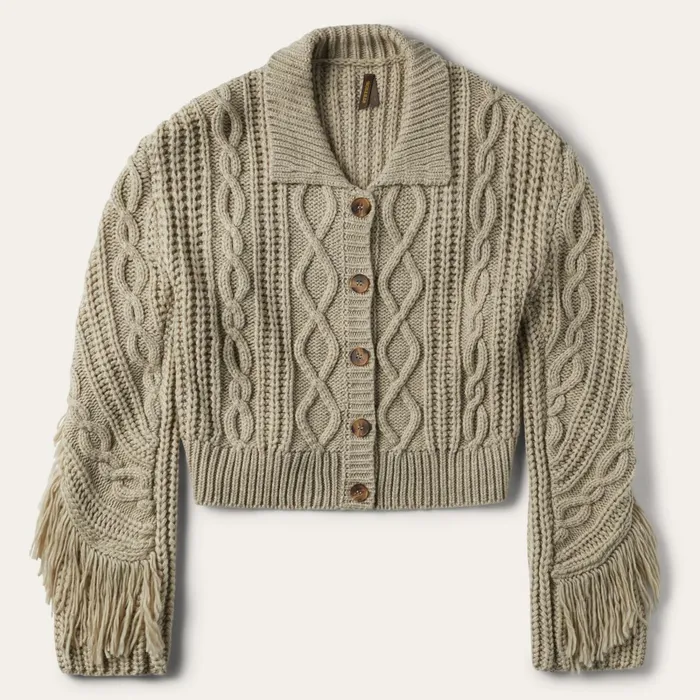Stetson Sweaters Women Cream Fringed Cardigan Tan