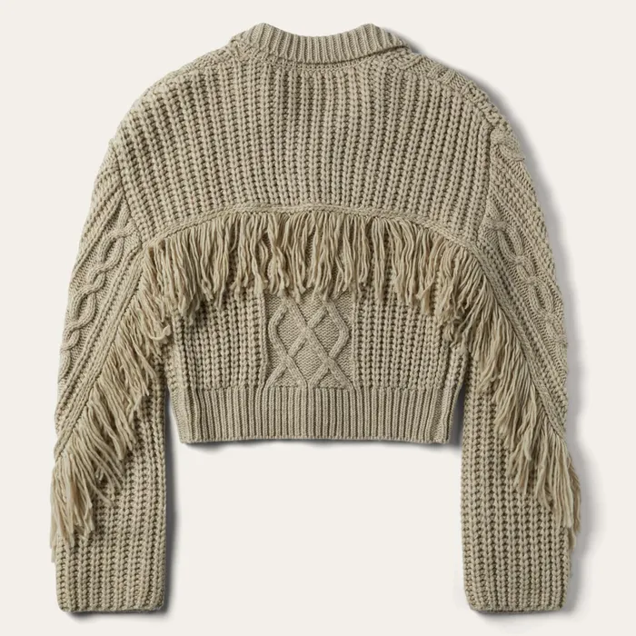 Stetson Sweaters Women Cream Fringed Cardigan Tan