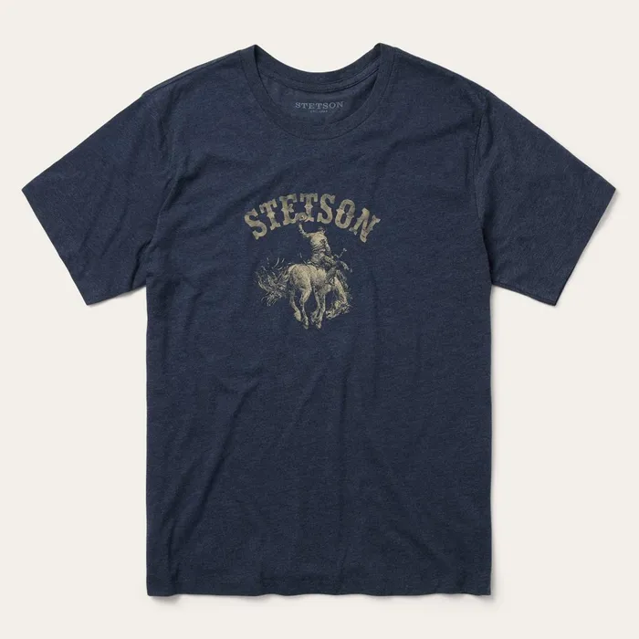 Stetson Tees Men Bucking Bronco Graphic Tee Blue