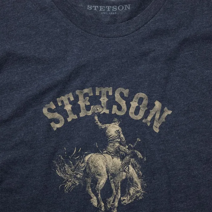 Stetson Tees Men Bucking Bronco Graphic Tee Blue