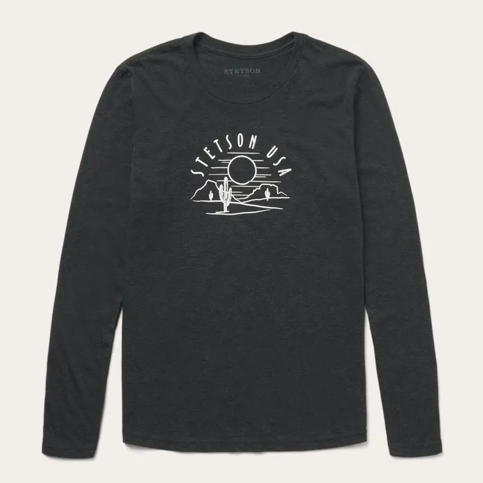 Stetson Tees Women Cactus And Sunset Graphic Tee Black