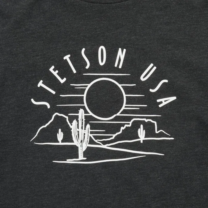 Stetson Tees Women Cactus And Sunset Graphic Tee Black