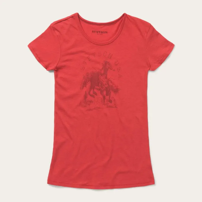 Stetson Tees Women Cowgirl Graphic Tee Red