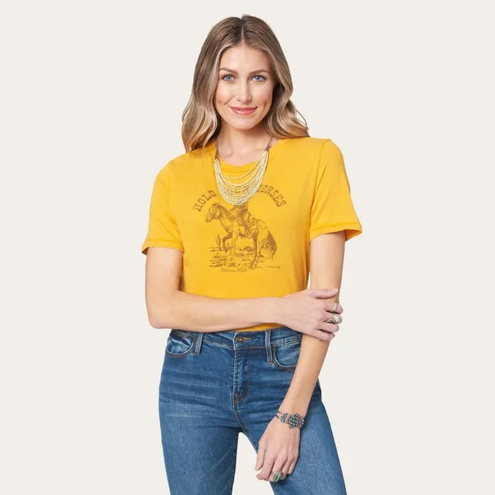 Stetson Tees Women Hold Your Horses Graphic Tee Yellow