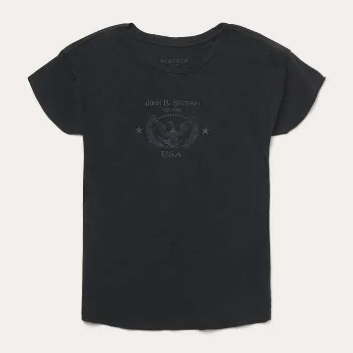 Stetson Tees Women John B Stetson Eagle Graphic Tee Black