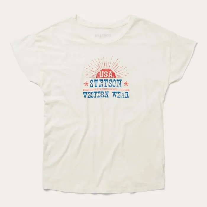 Stetson Tees Women Sunrise Graphic Tee White