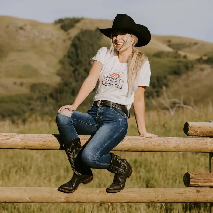 Stetson Tees Women Sunrise Graphic Tee White