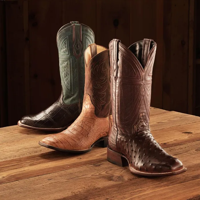 Stetson Western Men Aces Alligator Boots Brown