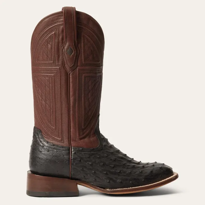 Stetson Western Men Dillon Ostrich Boots Black