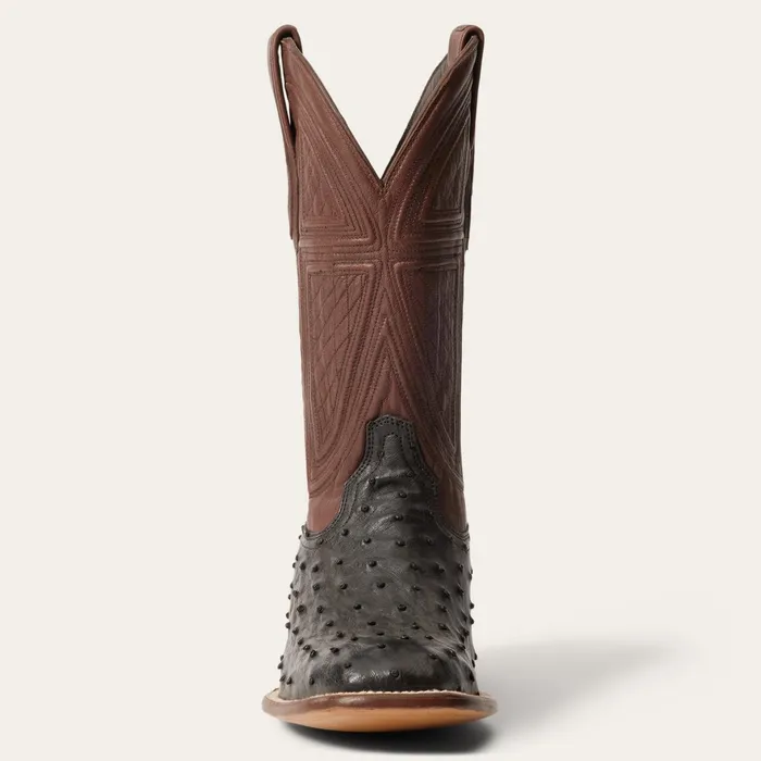 Stetson Western Men Dillon Ostrich Boots Black