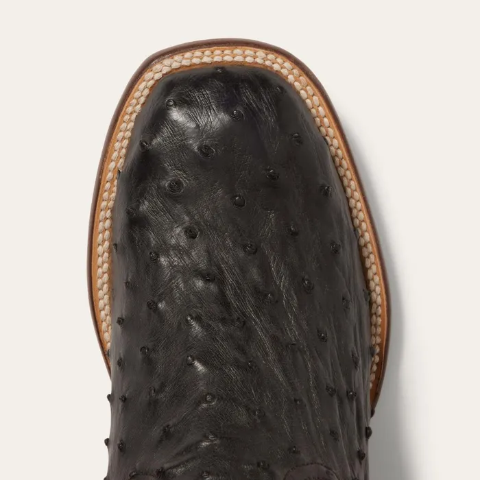 Stetson Western Men Dillon Ostrich Boots Black