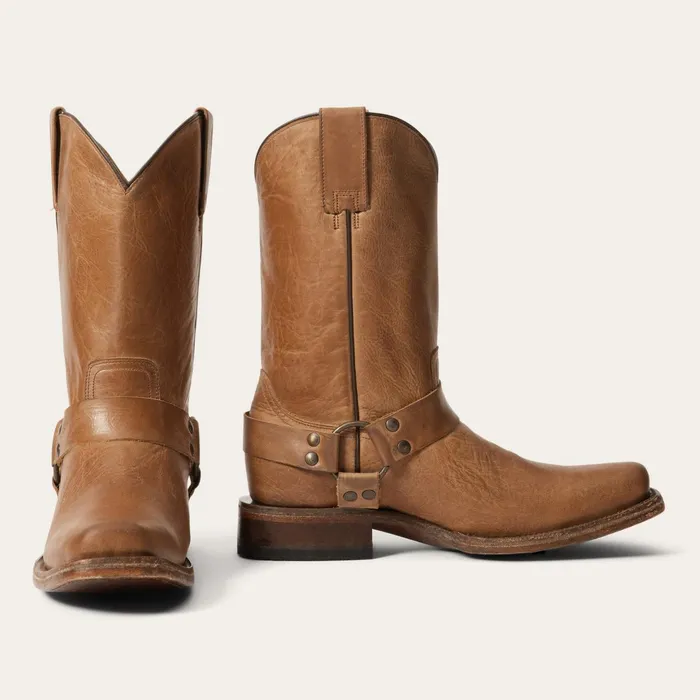 Stetson Western Men Heritage Harness Boots Burnished Tan