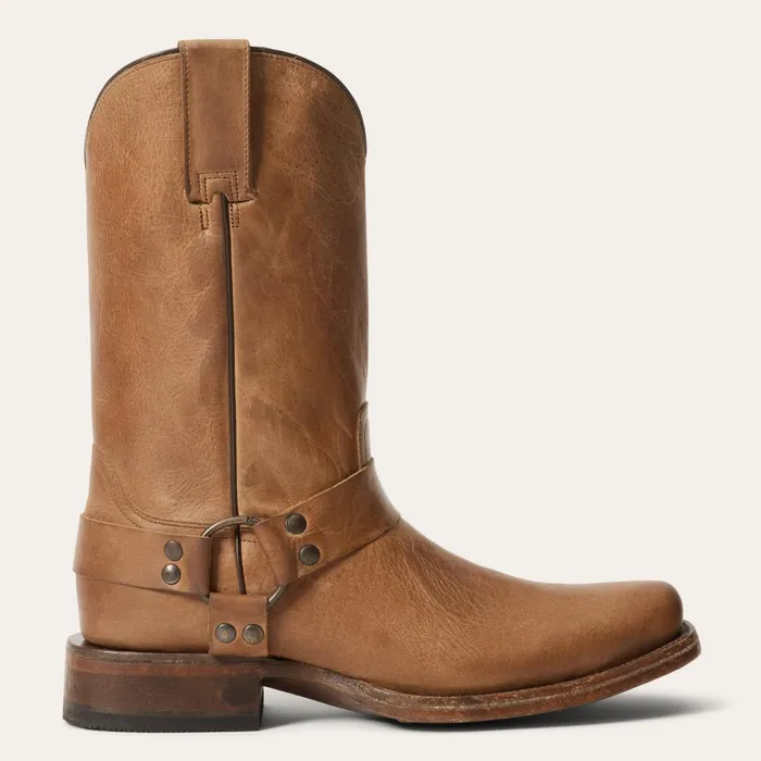Stetson Western Men Heritage Harness Boots Burnished Tan