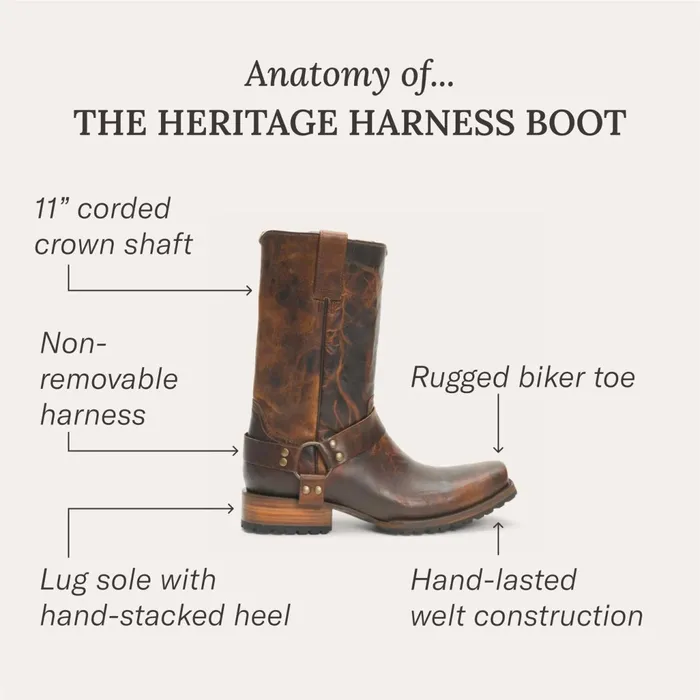 Stetson Western Men Heritage Harness Boots Burnished Tan