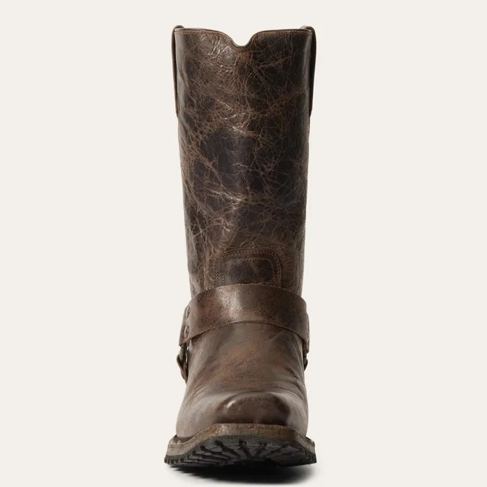 Stetson Western Men Heritage Harness Boots Waxed Dark Brown