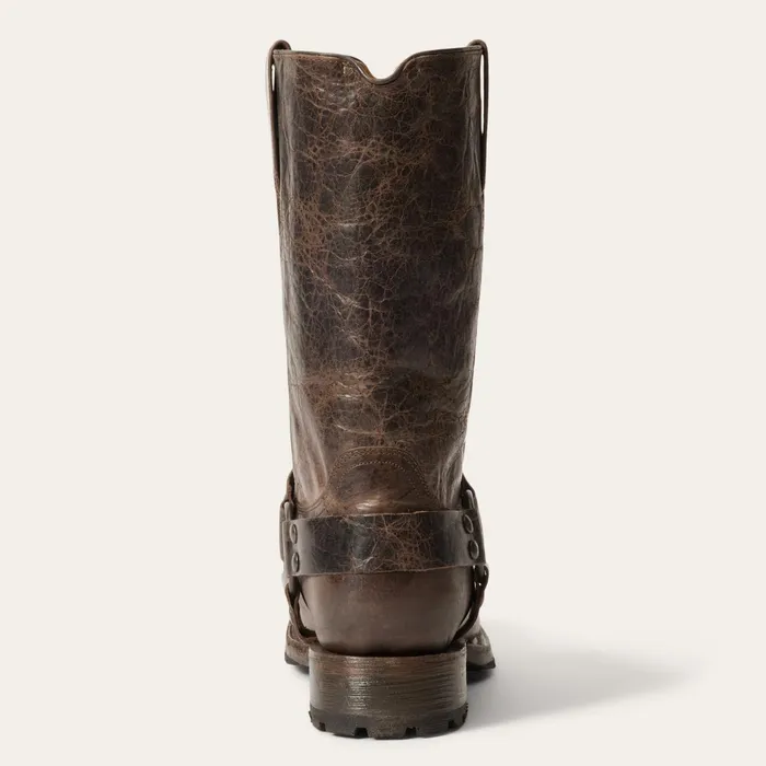 Stetson Western Men Heritage Harness Boots Waxed Dark Brown