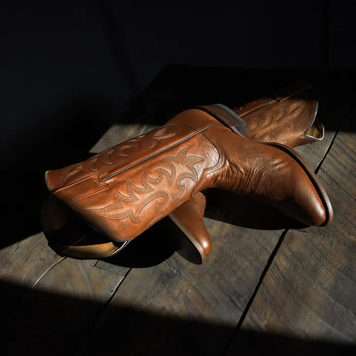 Stetson Western Men Sharp Boots Brown