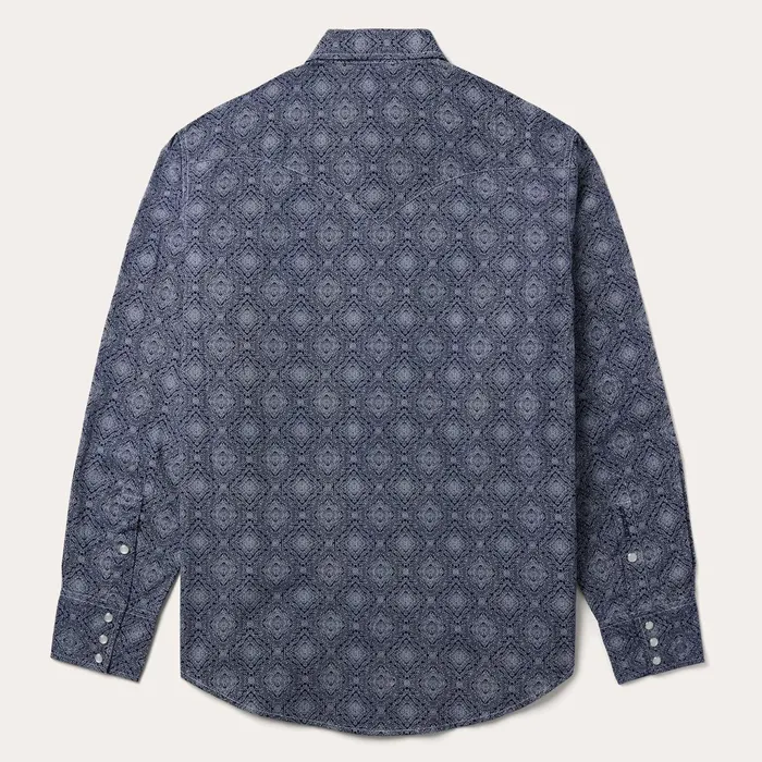 Stetson Western Shirts Men Blue Medallion Print Western Shirt Blue