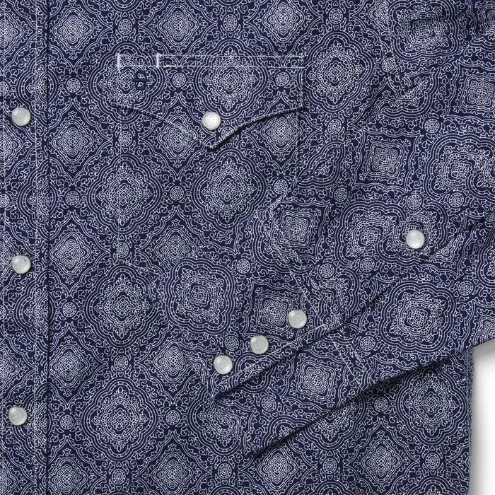 Stetson Western Shirts Men Blue Medallion Print Western Shirt Blue