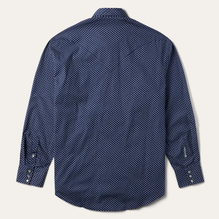 Stetson Western Shirts Men Blue Polaris Geo Print Western Shirt Blue