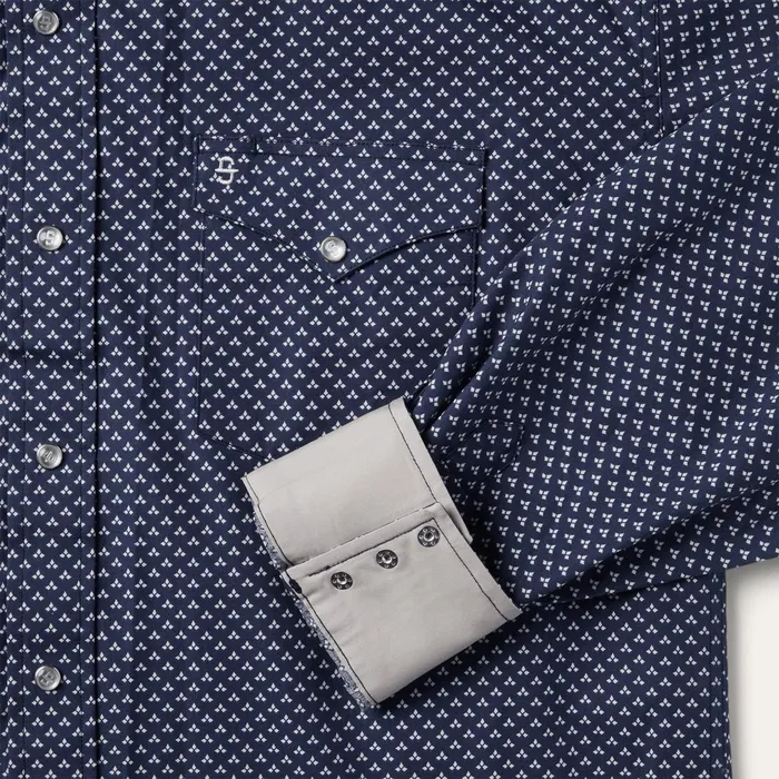 Stetson Western Shirts Men Blue Polaris Geo Print Western Shirt Blue