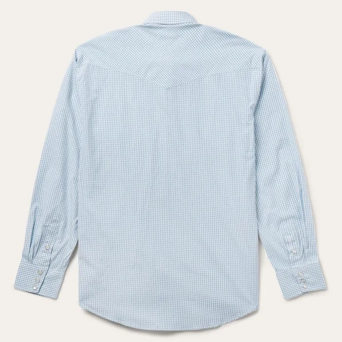 Stetson Western Shirts Men Blue Two Stripe Check Western Shirt Blue