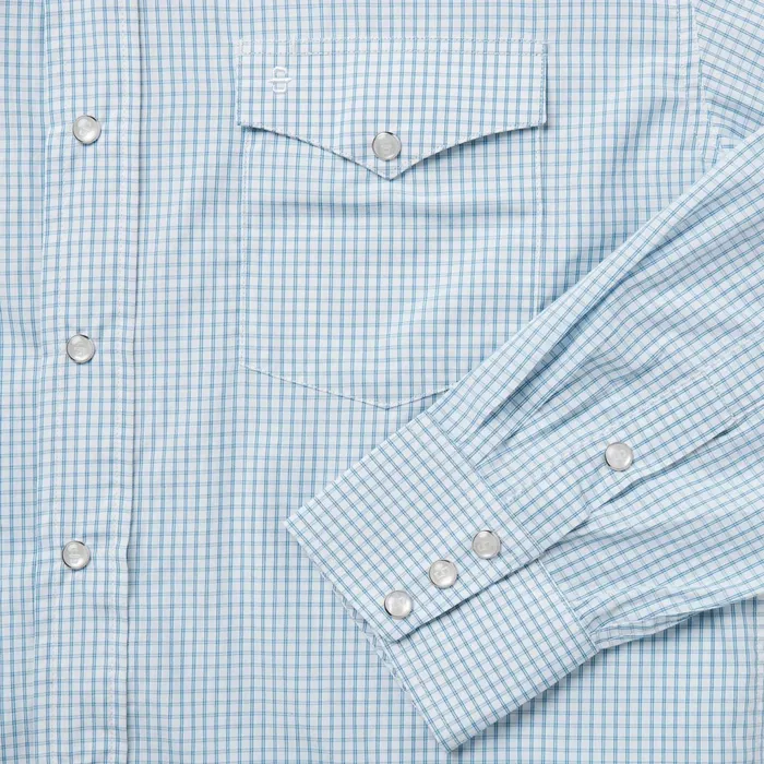 Stetson Western Shirts Men Blue Two Stripe Check Western Shirt Blue